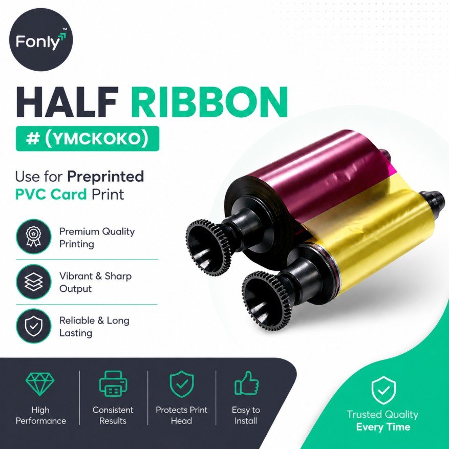Evolis YMCKOKO Ribbon 250 Prints | ½ Color Ribbon